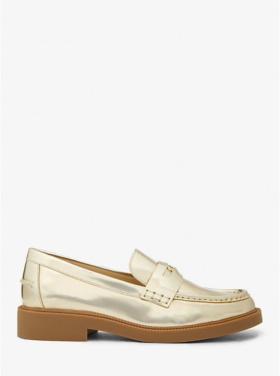 Michael Kors Eden Metallic Leather Women Loafers PALE GOLD | USATCN1707