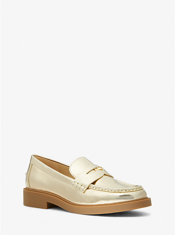 Michael Kors Eden Metallic Leather Women Loafers PALE GOLD | USATCN1707