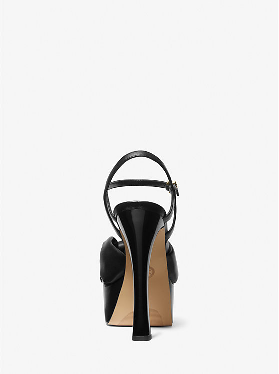 Michael Kors Elena Leather Platform Women Sandals BLACK | USADFA1855