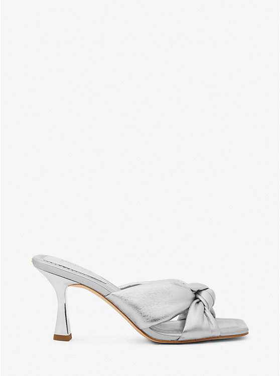 Michael Kors Elena Metallic Leather Women Sandals SILVER | USAAHD1857