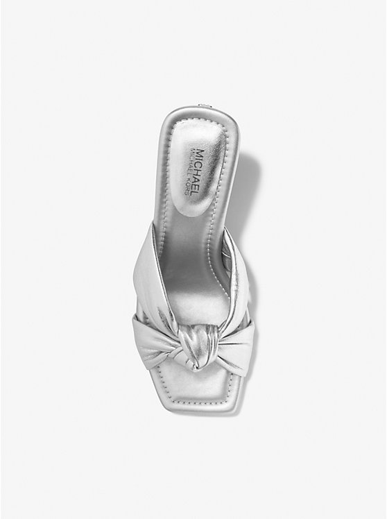 Michael Kors Elena Metallic Leather Women Sandals SILVER | USAAHD1857