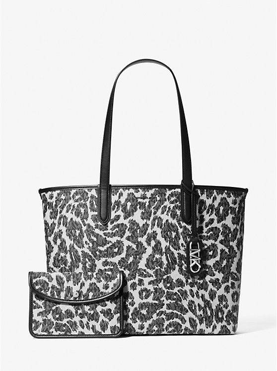 Michael Kors Eliza Extra-Large Leopard Logo Women Tote Bag BLACK COMBO | USARVB1247