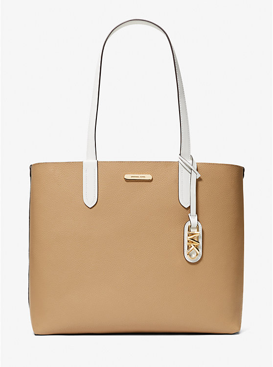 Michael Kors Eliza Extra-Large Pebbled Leather Reversible Women Tote Bag OPTIC WHITE | USAYXM1249