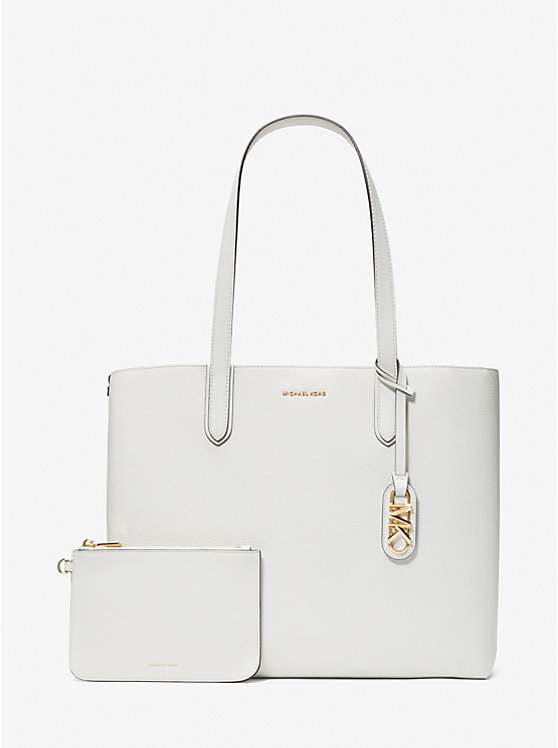 Michael Kors Eliza Extra-Large Pebbled Leather Reversible Women Tote Bag OPTIC WHITE | USAYXM1249