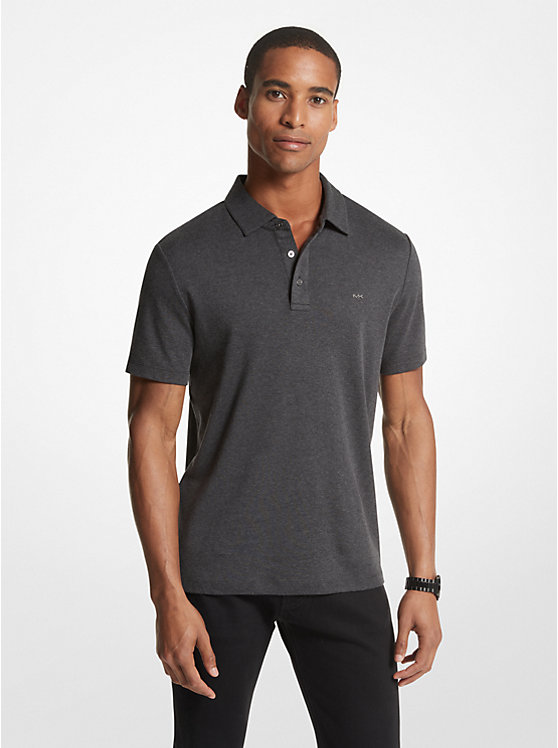 Michael Kors Embroidered Logo Cotton Men Polo Shirt CHARCOAL | USABEI2203