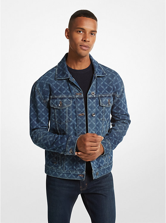 Michael Kors Empire Logo Print Denim Men Jacket TAYLOR | USARVG2183