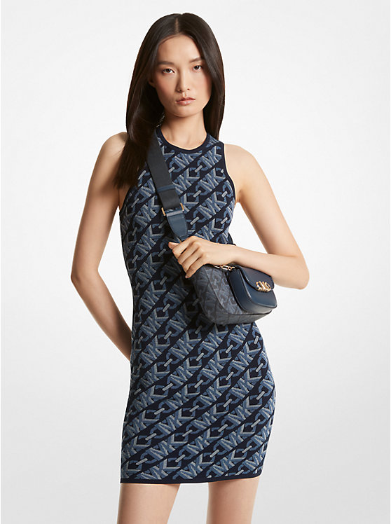 Michael Kors Empire Signature Logo Jacquard Tank Women Dress MIDNIGHTBLUE | USARVG1292