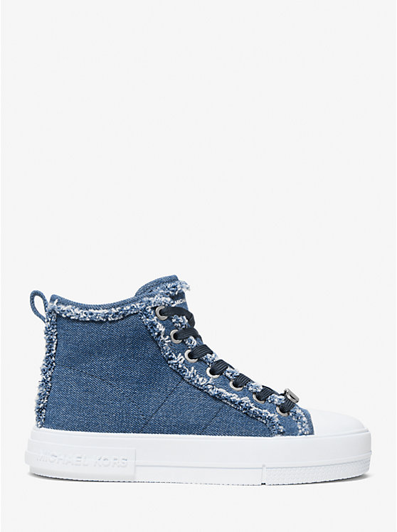 Michael Kors Evy Frayed Denim High-Top Women Sneakers DENIM | USASGR1983