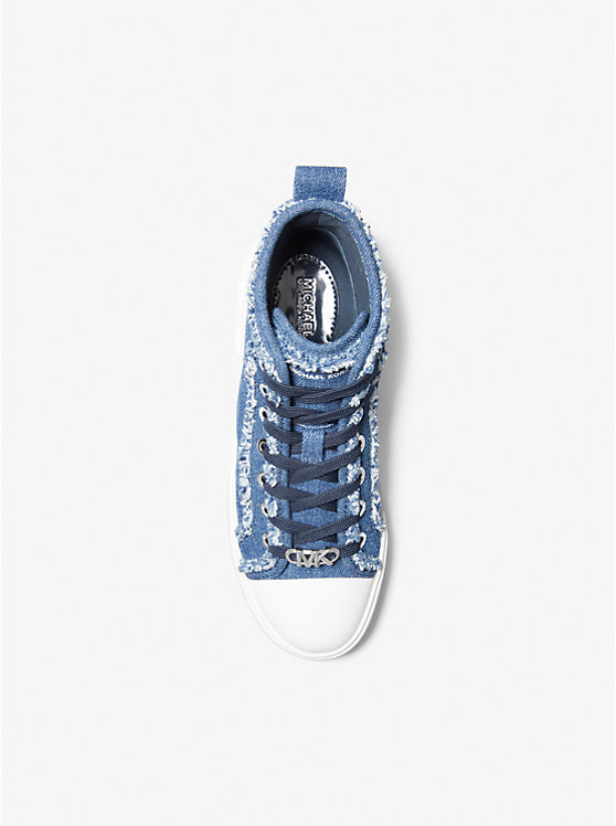 Michael Kors Evy Frayed Denim High-Top Women Sneakers DENIM | USASGR1983