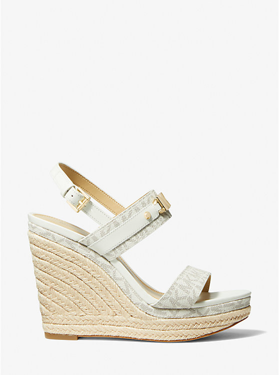 Michael Kors Farrah Signature Logo Wedge Women Sandals VANILLA | USATCL1863