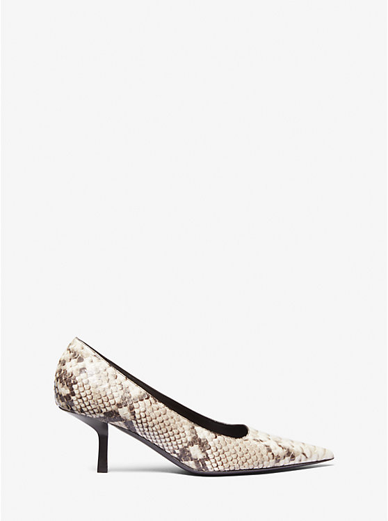 Michael Kors Frankie Python Embossed Leather Women Pumps NATURAL | USALIO1745