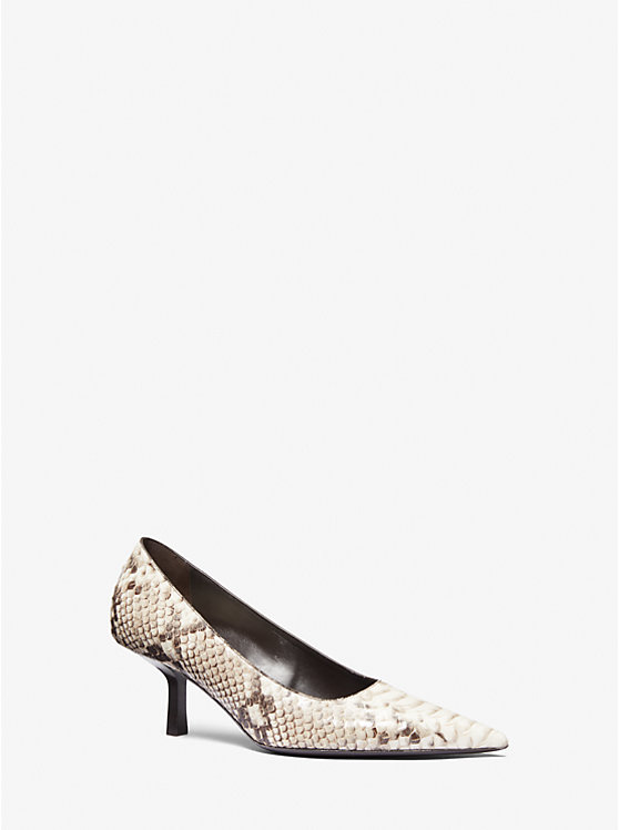 Michael Kors Frankie Python Embossed Leather Women Pumps NATURAL | USALIO1745