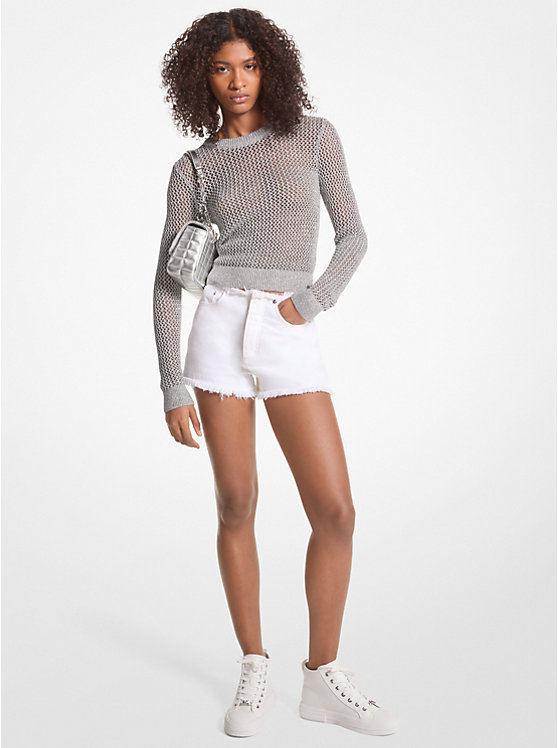 Michael Kors Frayed Denim Women Shorts OPTIC WHITE | USAWNA1450