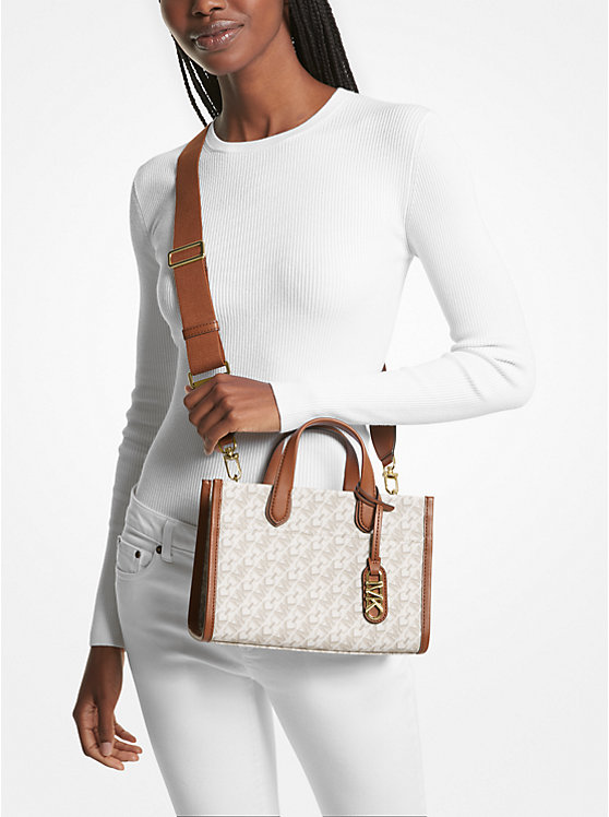 Michael Kors Gigi Small Empire Signature Logo Women Messenger Bag VANILLA/LUGGAGE | USAXYK1160