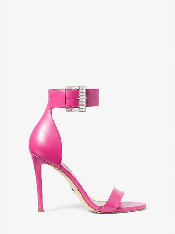 Michael Kors Giselle Crystal Embellished Leather Women Sandals WILD BERRY | USAQMV1867