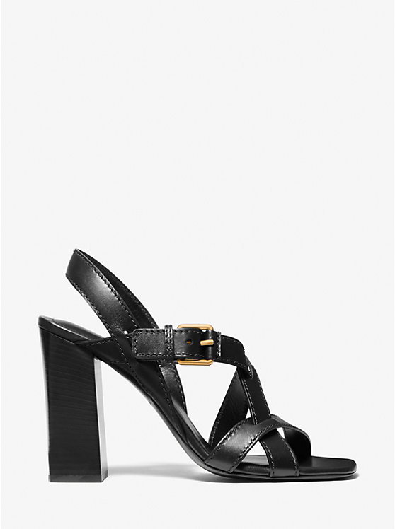 Michael Kors Gladys Leather Women Sandals BLACK | USAWNN1869