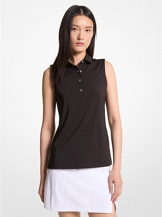 Michael Kors Golf Tech Performance Sleeveless Women Polo Shirt BLACK | USAGSM1466