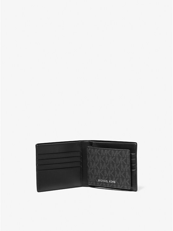 Michael Kors Harrison Logo Billfold With Passcase Men Wallet BLACK | USACTJ2158