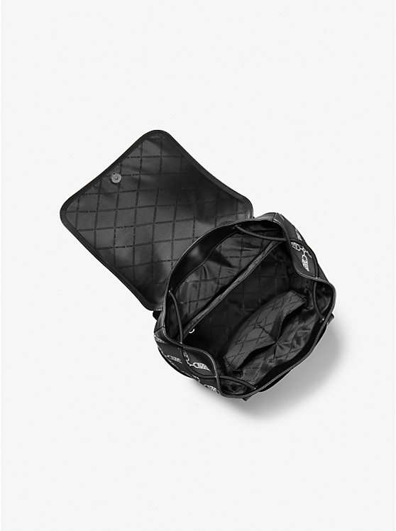 Michael Kors Hudson Empire Logo Jacquard Men Backpack BLACK | USAZUI2095