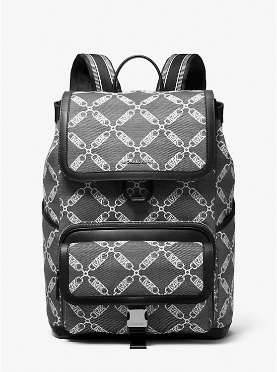 Michael Kors Hudson Empire Logo Jacquard Men Backpack BLACK | USAZUI2095