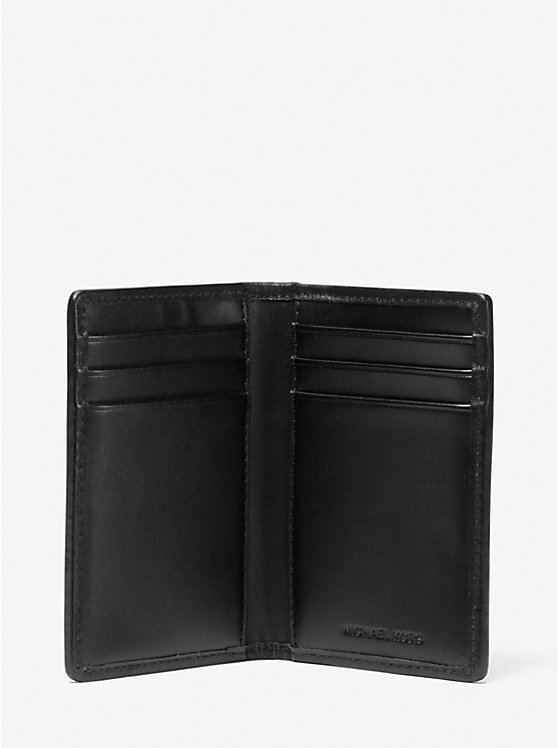 Michael Kors Hudson Empire Logo Jacquard Bi-fold Men Card Holder BLACK | USANWA2152