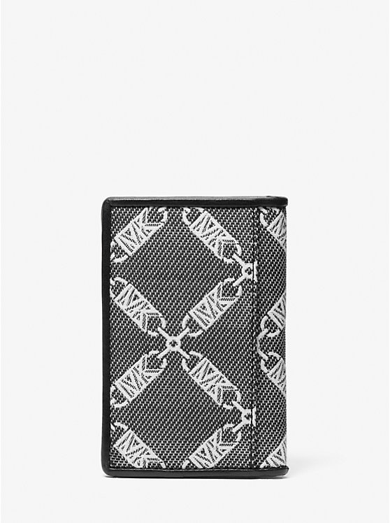 Michael Kors Hudson Empire Logo Jacquard Bi-fold Men Card Holder BLACK | USANWA2152