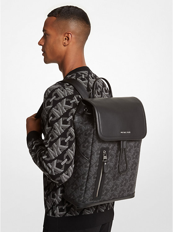 Michael Kors Hudson Empire Signature Logo Men Backpack BLACK | USAXYO2096