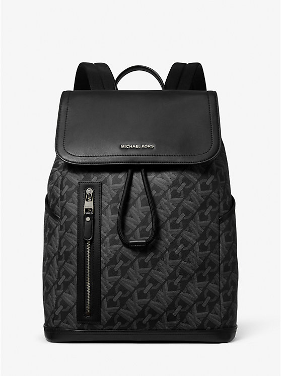 Michael Kors Hudson Empire Signature Logo Men Backpack BLACK | USAXYO2096