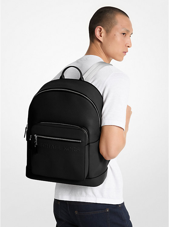 Michael Kors Hudson Leather Commuter Men Backpack BLACK | USACTP2097