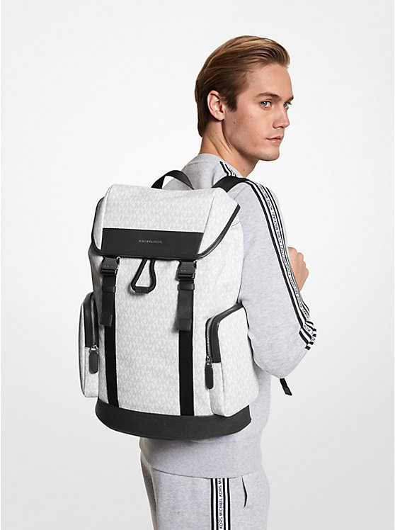 Michael Kors Hudson Logo Men Backpack BRIGHT WHT | USAVRA2098