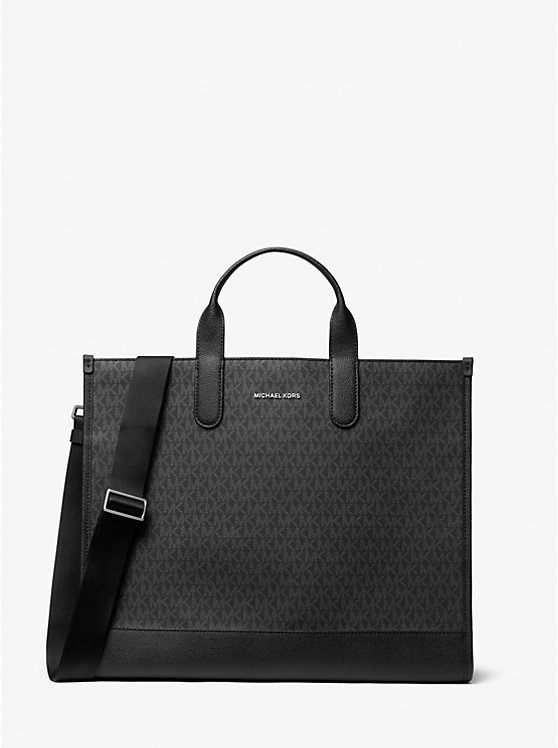 Michael Kors Hudson Logo Tote Men Luggage BLACK | USAAHB2138