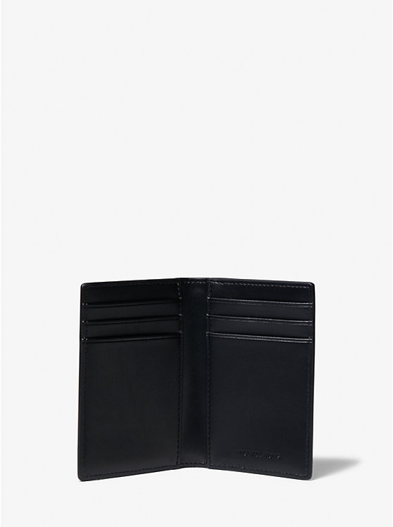 Michael Kors Hudson Pebbled Leather Bi-Fold Men Card Holder BLACK | USABEG2156