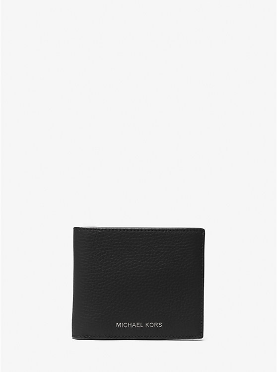 Michael Kors Hudson Pebbled Leather Billfold Men Wallet BLACK | USAGSB2165