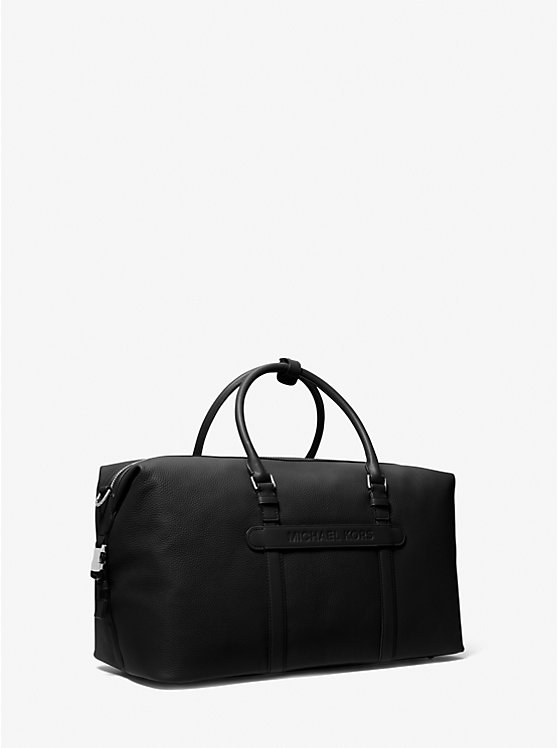 Michael Kors Hudson Pebbled Leather Men Duffle Bags BLACK | USARVJ2131