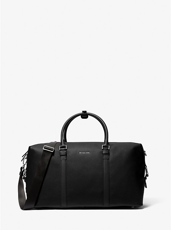 Michael Kors Hudson Pebbled Leather Men Duffle Bags BLACK | USARVJ2131