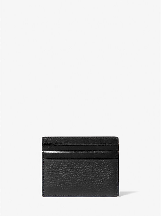 Michael Kors Hudson Pebbled Leather Men Card Holder BLACK | USANWF2155