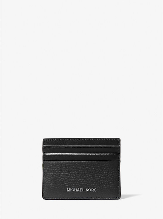 Michael Kors Hudson Pebbled Leather Men Card Holder BLACK | USANWF2155