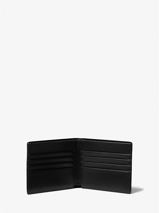 Michael Kors Hudson Pebbled Leather Slim Billfold Men Wallet BLACK | USADFM2167