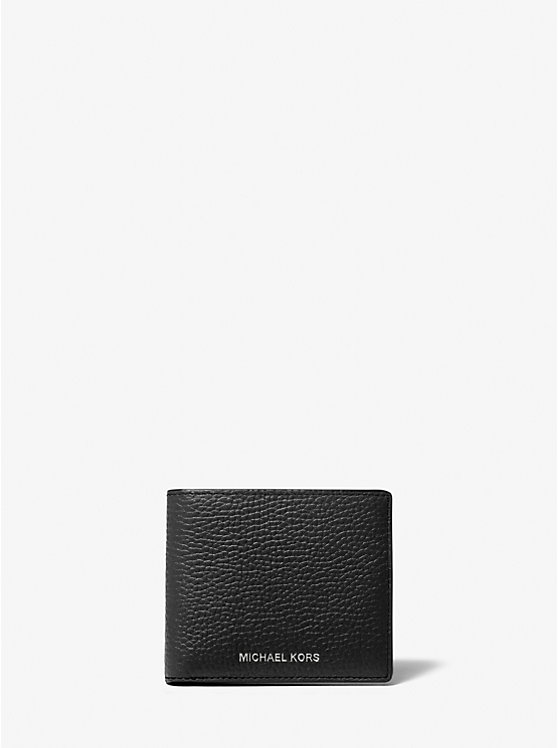 Michael Kors Hudson Pebbled Leather Slim Billfold Men Wallet BLACK | USADFM2167