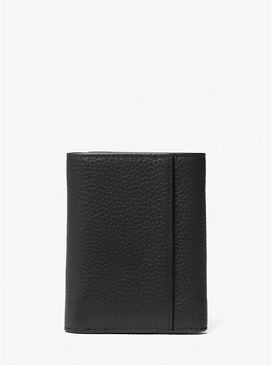 Michael Kors Hudson Pebbled Leather Tri-Fold Men Wallet BLACK | USAAHQ2169