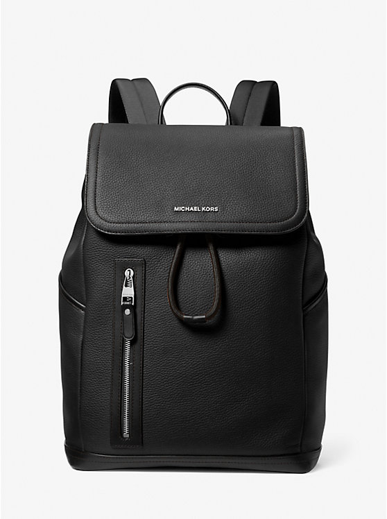 Michael Kors Hudson Pebbled Leather Utility Men Backpack BLACK | USABES2099