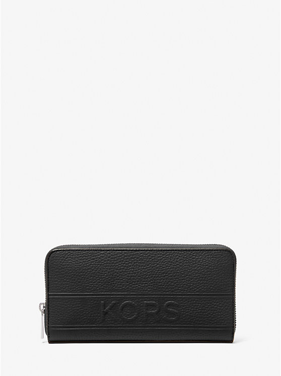 Michael Kors Hudson Pebbled Leather Zip-Around Men Wallet BLACK | USAPJW2170