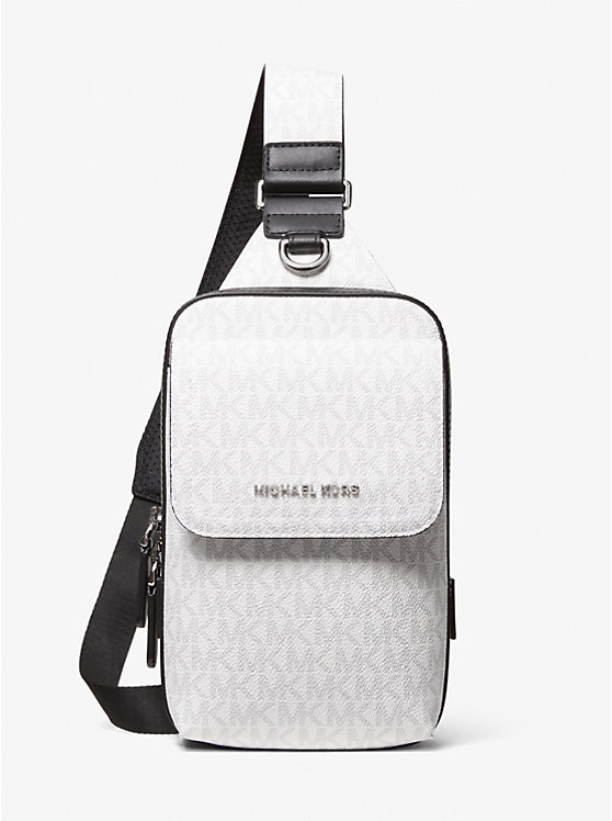 Michael Kors Hudson Signature Logo Sling Pack Men Crossbody Bag BRIGHT WHT | USAILY2120