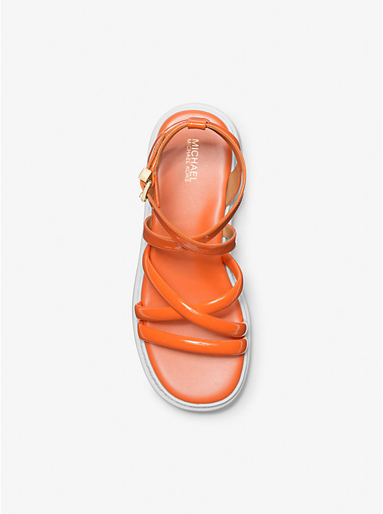 Michael Kors Issa Faux Patent Leather Flatform Women Sandals APRICOT | USASGI1879