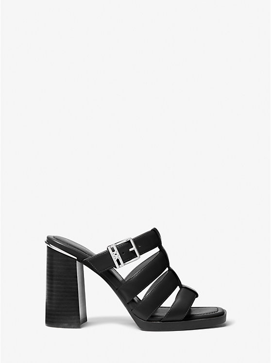 Michael Kors Jagger Leather Mule Women Sandals BLACK | USADFO1880