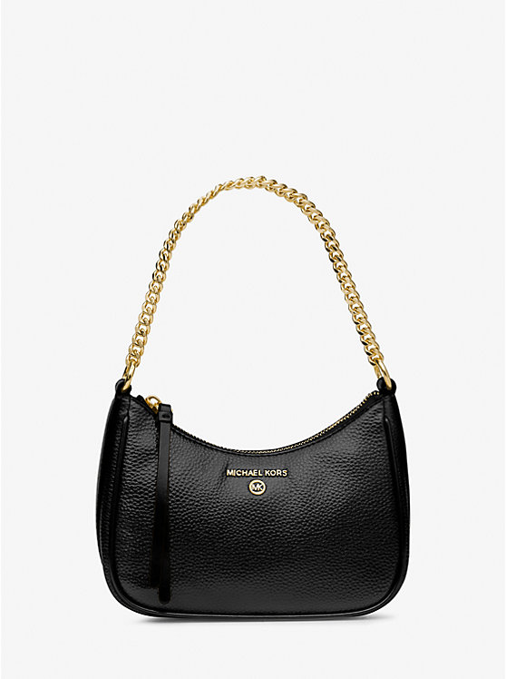 Michael Kors Jet Set Charm Small Pebbled Leather Pochette Women Shoulder Bag BLACK | USAMQX1217