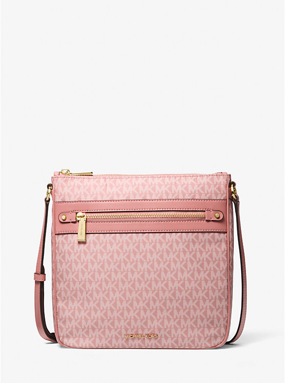 Michael Kors Jet Set Large Signature Logo Print Woven Women Crossbody Bag SUNSET ROSE | USATCR1092