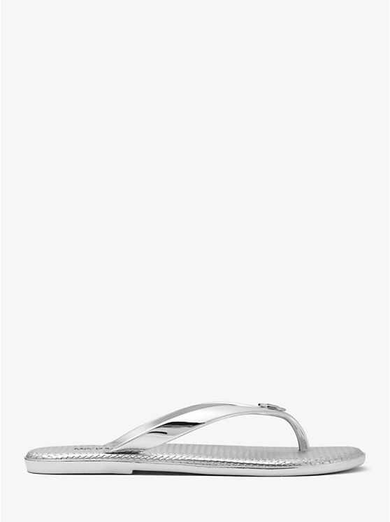 Michael Kors Jet Set Metallic Jelly Flip-Flop Women Sandals SILVER | USAJPD1884