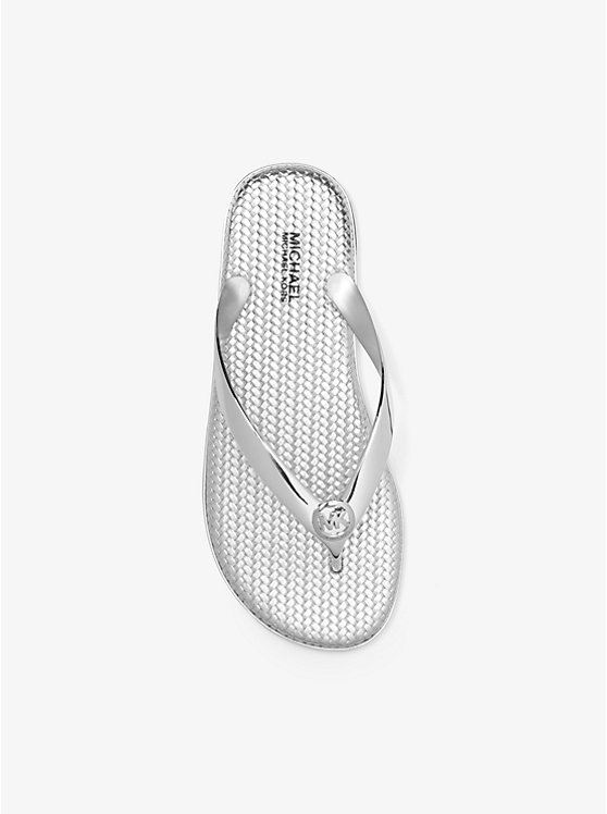 Michael Kors Jet Set Metallic Jelly Flip-Flop Women Sandals SILVER | USAJPD1884