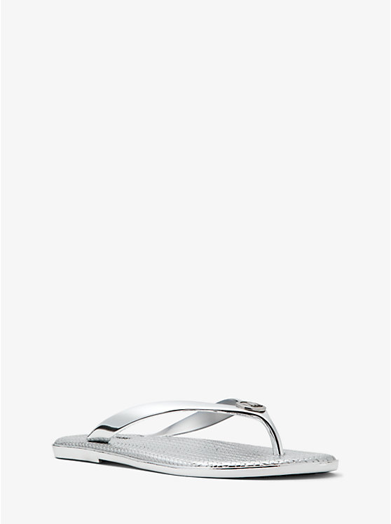 Michael Kors Jet Set Metallic Jelly Flip-Flop Women Sandals SILVER | USAJPD1884